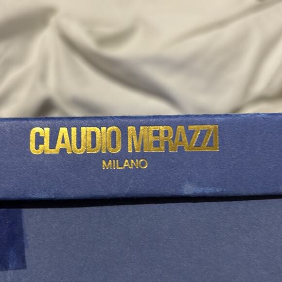 Claudio Merazzi 38.5 black platform rhinestone starburst shoe vintage euc box - Picture 4 of 15